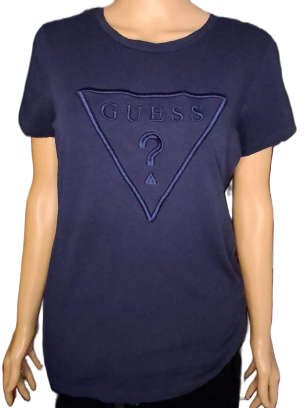 GUESS Los Angeles Women’s Navy Logo Triangle Short‑Sleeve T‑Shirt-XL